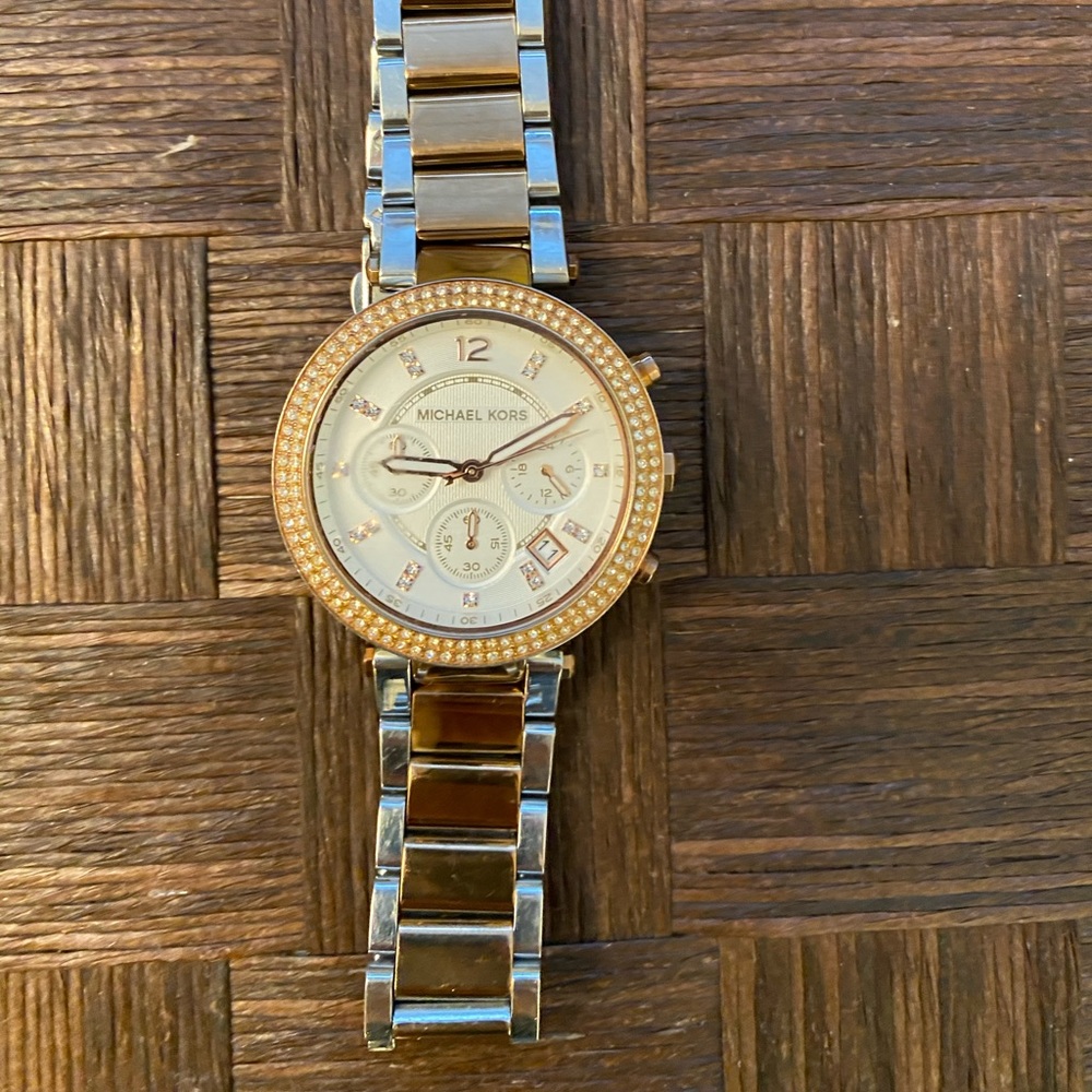 Silver and Rose Gold Watch